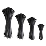 ASKTACKER - Set di 200 fascette stringicavo nero, 100/150/200/300 mm (50 pezzi), in nylon, diverse misure, super resistenti, autobloccanti per la gestione dei cavi, giardinaggio, casa, officine