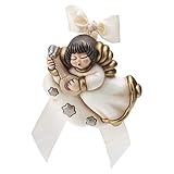 THUN® - Angelo da Parete con Mandolino - Formella con Fiocco Bianco - Ceramica - Linea I Classici