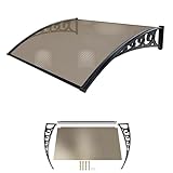 AEFFE Pensilina Tettoia Modulabile Trasparente o Fumè, Per Porta da Esterno, Policarbonato Alveolare, Anti Grandine e Intemperie Resiste ai Raggi UV, Copertura per Porta (Fumè, 150 x 100 cm)