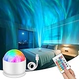 vsshe Lampada Proiettore Soffitto, 3 in 1 Onde Proiettore Stelle Soffitto, 16 colori LED Lampada Proiettores Stelle, Ocean Wave Proiettores con Telecomando, 4 Modalità, Alimentato tramite USB