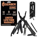 Gerber Utensile Multifunzione con 12 Funzioni, Multiutensile Tascabile Dime, Nero, 1014030
