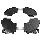 Fousenuk Sottovaso con Ruote Nero capacità 250 kg, Portavasi da Interno Regolabili da 40-58.5cm, Carrello Portavasi Rotondo con Ruote Ruotabile a 360° per Piante da Esterno Portavasi da Interno