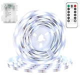 DBFAIRY Striscia LED da 2 m, funzionamento a batteria, 60 strisce LED con timer a distanza, autoadesive per TV, camera da letto, casa, feste, decorazione (bianco)
