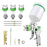 HVLP Pistola Verniciatura Professionale, Pistola a spruzzo ad Alta Efficienza Buona Atomizzazione Pistola da Spruzzo, 3 Ugelli 1,4mm 1,7mm 2,0mm Tazza 600cc