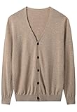 Uomo Abbigliamento Moda Pulsante Maglione Allentato Casual Lana Merino Cardigan, Marrone, L