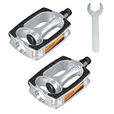 Disnace Pedali per Bicicletta, Pedali per Bicicletta Universale, Pedale Antiscivolo, Accessori Bici, Pedale Per Bici Alluminio per MTB Strada EBike, Una Coppia, Argento