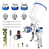 LustLocke Pistola Verniciatura Professionale HVLP – Kit 3 Ugelli (1,4/1,7/2,0 mm) con Serbatoio a Gravità 600 ml – Spruzzatore a Spruzzo per Auto, Mobili, Legno e Metallo