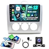 Android 13 Portatile Autoradio per Ford Focus MK2 MK II 2004-2011 Autoradio con Wireless Carplay Android Auto 9 Pollici Touchscreen Radio 2 Din con Bluetooth FM/RDS GPS WiFi Retrocamera 2G+32G