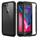 seacosmo Cover per iPhone 7 Plus, Custodia Rugged Antiurto 360 Gradi con Protezione Schermo Integrata, Case Doppia Faccia Full Fronte Retro per Cellulare - Nero