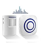 BeiLan Kit elettronico per campanello senza fili con 1 ricevitore plug-in e 1 rilevatore di movimento PIR Sensore 3 livelli di volume e 38 allarme suoneria visitatore Inteligent Ringtones