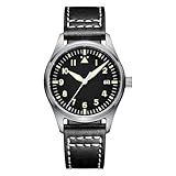 ADDIESDIVE Uomo Movimento Automatico Nh35A 200 Metri Di Resistenza All'Acqua Cinturino In Pelle Quadrante Nero Orologio Semplice Moda Unisex