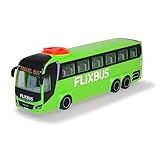 Dickie Toys - MAN Lion’s Bus FlixBus, Bus giocattolo 27 cm con porte e vano bagagli apribili, ruote libere e funzione di sterzo, modello ufficiale MAN e FlixBus, dai 3 anni, 203744015