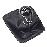 Kakulkomen Pomello del cambio in pelle per Seat Leon III 3 MK3 2012 2013 2014 2015 2016 2017 Car Styling pomello del cambio in pelle (R5 Speed-Red)