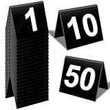 Numeri da tavolo da 1 a 50, in acrilico, double face, per tende da tavolo, segnaposto, matrimoni, ricevimenti, ristoranti, feste, banchetti, 6,9 x 16,3 cm (nero)