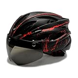 Casco da bicicletta con visiera, leggero, con occhiali magnetici, unisex, misura regolabile, per uomo e donna