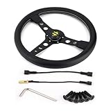 Volante per auto MOMO 350 mm Prototipo Style 6-Bolt in pelle nera volante da corsa cuciture grigie con pulsante clacson