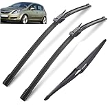 Tergicristallo Set di spazzole tergicristallo anteriori e posteriori compatibili con Opel Corsa D 2006-2014 Spazzole parabrezza parabrezza 26"+16"+12"