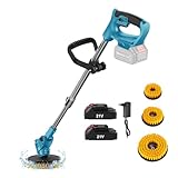 Spazzola motorizzata telescopica, 800 W Diam.125 mm, spazzola in nylon con 5000 giri/min, asta da 90 cm a 125 cm, fornita con 3 spazzole, compatibile con 21 V, per pavimento, auto, finestra, cucina (2