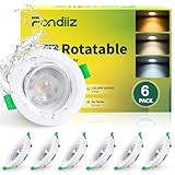 Fondiiz Faretti Led da Incasso per Cartongesso Orientabili, 5W 480LM Luci da Soffitto Interno Regolabile Caldo 2700K Neutro 4500K Freddo 6000K, IP44 Faretto led Ultrasottili, Foro Ø70-80mm, Set di 6