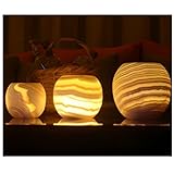 Portacandele singolo in alabastro, portacandele egiziano, con luce ambrata, per decorare la casa, pietra naturale lenitiva e tranquilla aurora