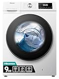 Hisense WFQA9014EVJM - Lavatrice con funzione di vapore, 9 kg/AquaStop/1400 giri/min, 15 programmi/inverter PowerDrive/tamburo in acciaio inox/sicurezza bambini/pulizia del tamburo/bianco