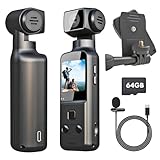IXROAD 4K Bodycam, Vlog/POV Camera con Obiettivo Ruotabile 270°, Telecamera/Videocamera Portatile, Mini Action Cam con Microfono Esterno, Clip e Scheda TF da 64 GB