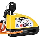REAPP Bloccadisco Moto Lucchetto Moto Antifurto con Allarme Sonoro 110DB, Blocca disco Moto Protezione Antifurto per Moto Bici Motorino Moped Vespa Motocross Accessori con 2 chiavi und 1.5m Reminder