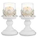 Sziqiqi Antico Candelabri Portacandele Bianco - Elegante Candelabro Portacandele in Metallo per Salotto Tavolo Matrimonio Battesimo Festa Compleanno Nozze Natale Comunione Pasqua Anniversario Avvento