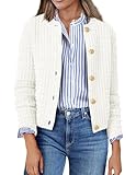 Zeagoo Cardigan da donna autunno a maniche lunghe con bottoni, girocollo, outwear giacca a maglia aperta sul davanti, elegante cardigan da donna, bianco, S