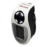 STAYWARM F2210WH - Riscaldatore di potenza locale con spina 500 W (2 m2), 2 velocità della ventola, controllo della temperatura da 15 a 30 °C, timer da 1 a 12 ore, spegnimento automatico