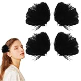 TELAIN 2 Paia di Fermagli per Capelli con Piume Artificiali Stile Cigno, Accessori per Capelli da Balletto per Scena e Festa (Nero)