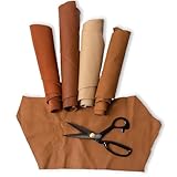 IPEA 500 Grammi di Ritagli di Vera Pelle Italiana colore Marrone Chiaro in Varie Tonalità, Spessore e Tipologia - 4 Scampoli di Pelle Premium con Forme Varie – Cuoio - Resti da Produzione Artigianale