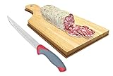 Fatigati Casa Tagliere in Legno da Cucina, Battilarda Piccola per Salame, 28x12 cm, Professionale Antiscivolo