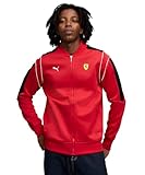 Puma Ferrari - Felpa da uomo a maniche lunghe, in policotone, lavorata a maglia, con zip intera e tasca, Rosso Corsa, M