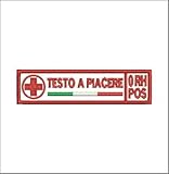 MAREL Patch Croce Rossa Italiana Nome + Gruppo cm 12 x 3 Toppa con Nastro a Strappo Ricamo -637