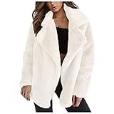 TDEOK Cappotto di pelliccia da donna in pelliccia sintetica, elegante giacca in pelliccia sintetica, invernale, caldo, lungo, leggero, parka invernale, cappotto di pelliccia, trench, bianco, XXL