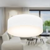 B.K.Licht - Plafoniera con paralume in tessuto, attacco E27, max. 40 watt, lampada soffitto, plafoneria soffitto, plafoniere da soffitto, plafoniera camera da letto, plafoniere, 30x10 cm, bianco