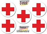 Adesivi Croce Rossa, 5 Pezzi, 15 cm di Diametro - Primo Soccorso, Cartello di Creuta Rossa per Tedesca, Uscita di Emergenza, Marcatura di Sicurezza