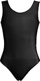 Hi-Co Body senza maniche per bambine e ragazze, per scuola, sport, danza, ginnastica, balletto, nero, 13-14 anni, Nero , 13-14 Years