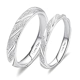 ANAZOZ Anello Argento 925, Rotondo Bucciato Anello Per Regolabile, I LOVE YOU Incisione, Fedine Fidanzamento Coppia