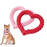 OUDQFCJ 2 pezzi giocattoli da masticare per cani resistenti, pulizia dei denti del cane, a forma di cuore, regalo per cuccioli di cani di piccola e media taglia
