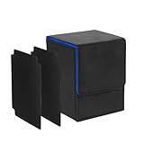 LEFOR·Z Deck Box con due Piastra di Partizione,Deck Box Magic con Capacità di 100 Carte Collezionabili,Magnetic Flip per Carte da Collezione MTG,TCG,Yugioh,Commander,Trading Card Games,Nero Blu