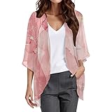 LCpddajlspig Coprispalle Donna Elegante, Bolero Chiffon Coprispalla Estivo Giacca Corta Leggera Copri Spalle per Vestito Giacchino Corto Cardigan Sposa Cerimonia Rosa L