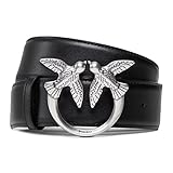 Pinko Love Berry Simply Belt H4 Vit., Cintura Donna, Z99o_nero-old Silver, XS