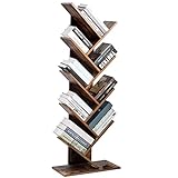 BAKAJI Libreria Scaffale 10 Ripiani Inclinati in Legno MDF Effetto Anticato Design Moderno Industriale per Soggiorno Salotto Casa Ufficio Dimensione 141 x 25 x 50 cm