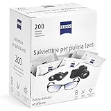 ZEISS - Salviette Pulisci Occhiali da Vista, Lenti Ottiche e Display - Zeiss Salviette Pulizia Lenti Monouso - Salviette Occhiali Pulizia 200 pezzi