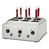 VERTES Cuocipasta Professionale in Acciaio Inox, Elettrico, 3x 1700W, 3 Vasche di Cottura Separate da 6 Litri ciascuna, 6 Cestelli per la Pasta, 3x Rubinetto di Scarico, 3x Impostazione Temperatura