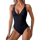 Costume Intero Brasiliana Costume Da Bagno Scollo a V Push Up Contenitivo Pancia Sportivo Beachwear Mare Costumi Interi Elegante Con Reggiseno Modellante Curvy Un Pezzo Estivo Spiaggia Taglie Forti