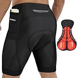 AYESY 3D Gel Padded Pantaloncini da Ciclismo Uomo, Motociclismo da Uomo con Imbottitura, Traspirante Asciugatura Rapida, Gel Seat Pad Resistente agli Urti in Bicicletta Senza Dolore Pantaloni M