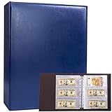 A4 3 Anelli Raccoglitore Album Valuta con 30 Pacchetti di Pagine di Ricarica a 180 Tasche, Libro Portavalori in Pelle PU, per la Raccolta di Euro, Cartamoneta, Valuta Estera e Coupon